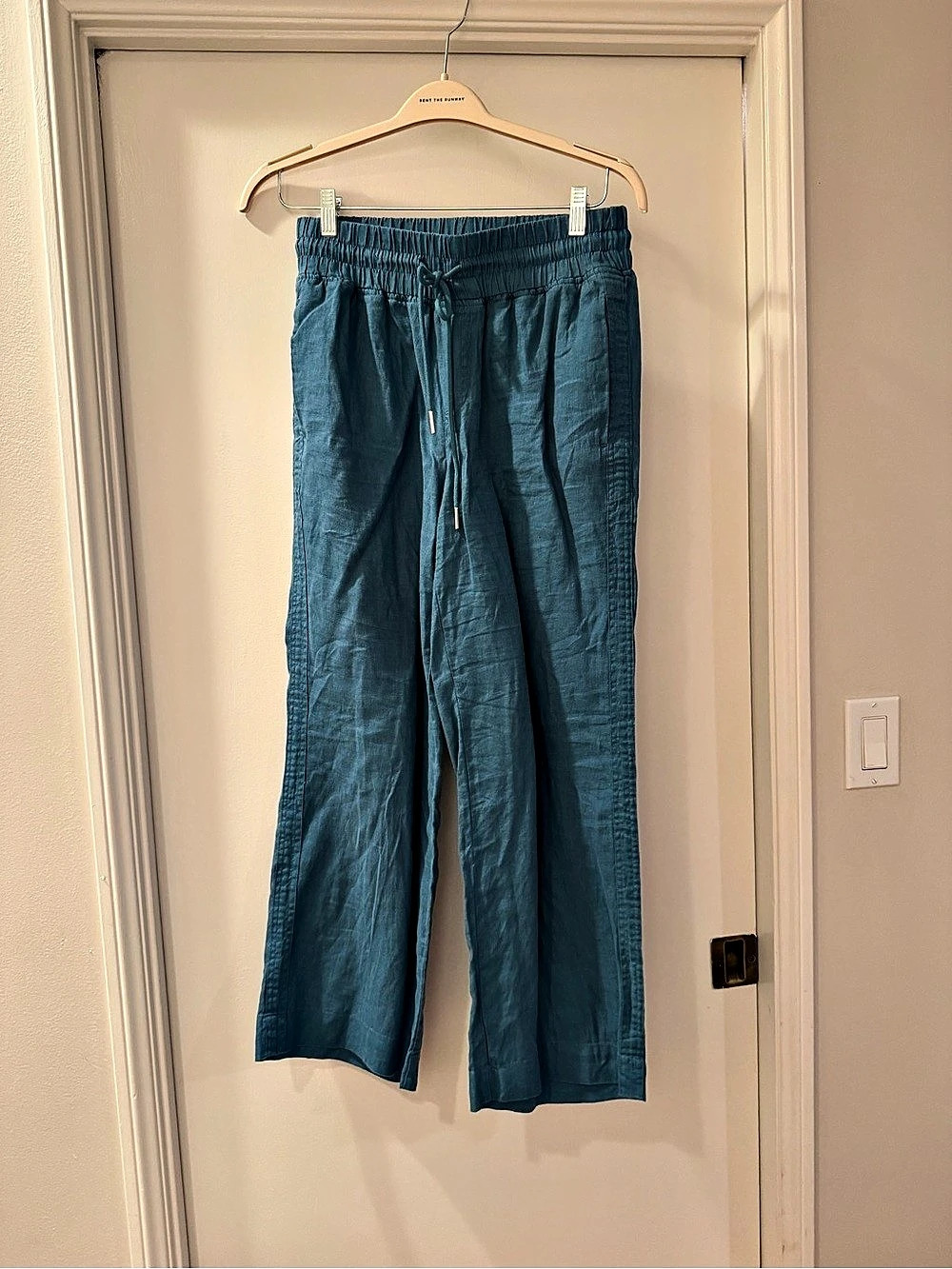 Quince Linen Tank and Wide Leg Pant Set in Mineral Blue Size Medium